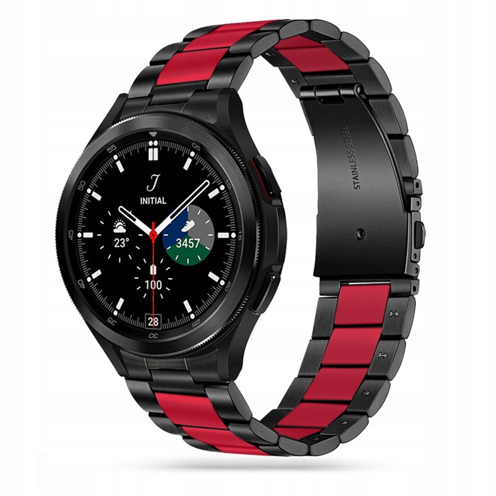 Tech-Protect Galaxy Watch 4 Armband Stainless Svart/Rd