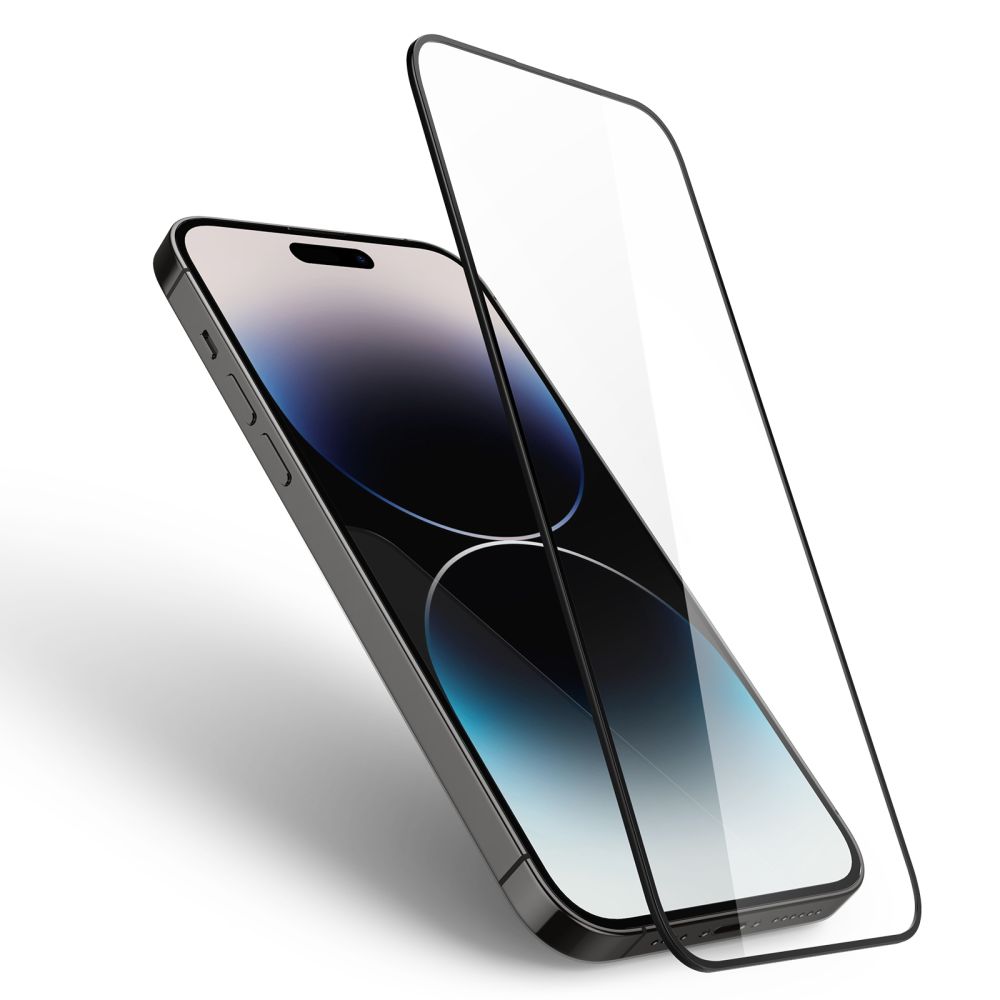 Spigen iPhone 14 Pro Skrmskydd Glass FC Heltckande