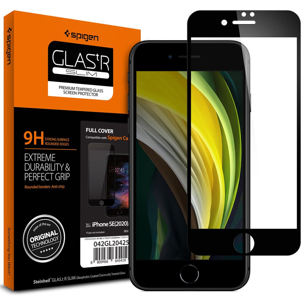 Spigen iPhone 7/8/SE Skrmskydd Glass FC Hrdat Glas