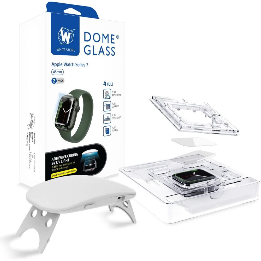 Whitestone Apple Watch 7/8 45mm 2-PACK Skrmskydd DOME