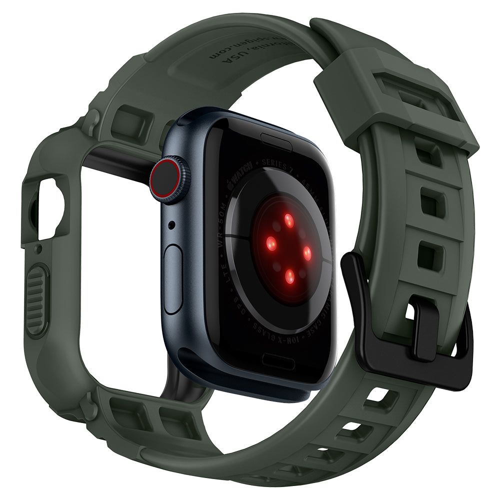 Spigen Apple Watch 44/45 mm Skal/Armband Rugged Armor 'Pro' Grön