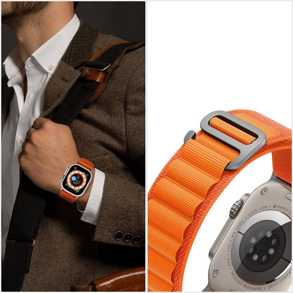 Tech-Protect Apple Watch 42/44/45/49 mm Armband Nylon Orange/Mousy