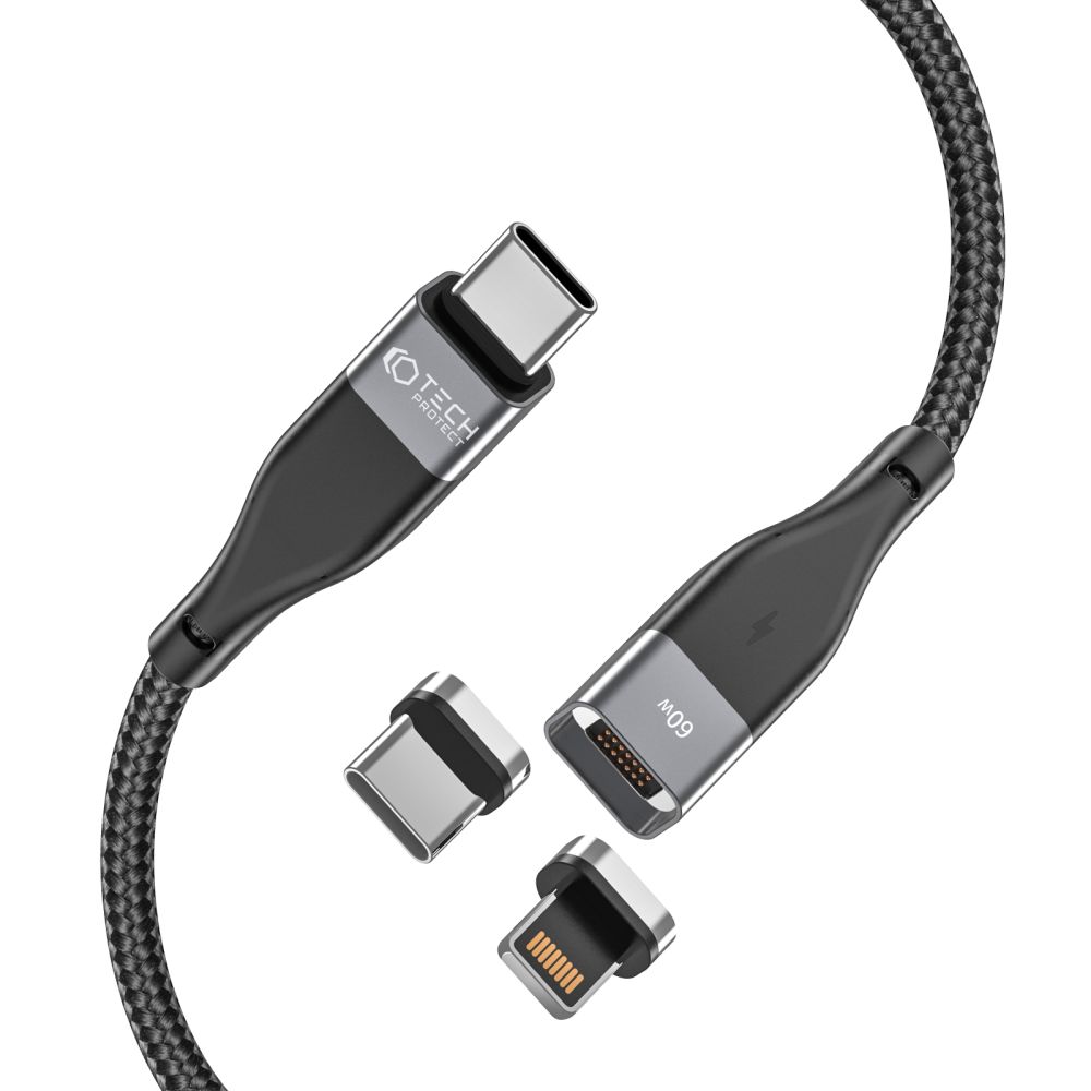 Tech-Protect 1m 60W 3A 2in1 UltraBoost USB-C / Lightning Kabel Svart