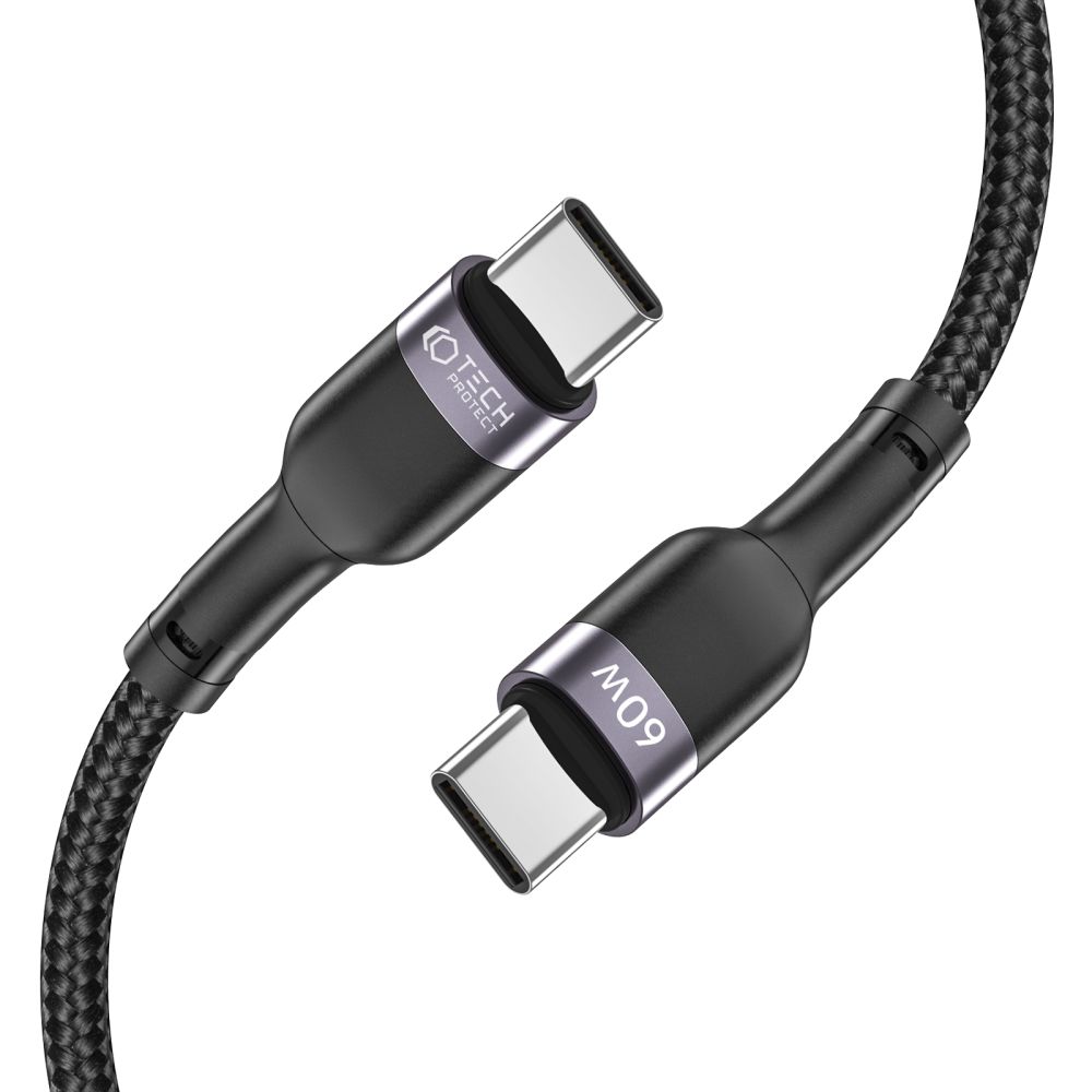 Tech-Protect 25 cm 60W 3A USB-C - USB-C UltraBoost Laddkabel Svart