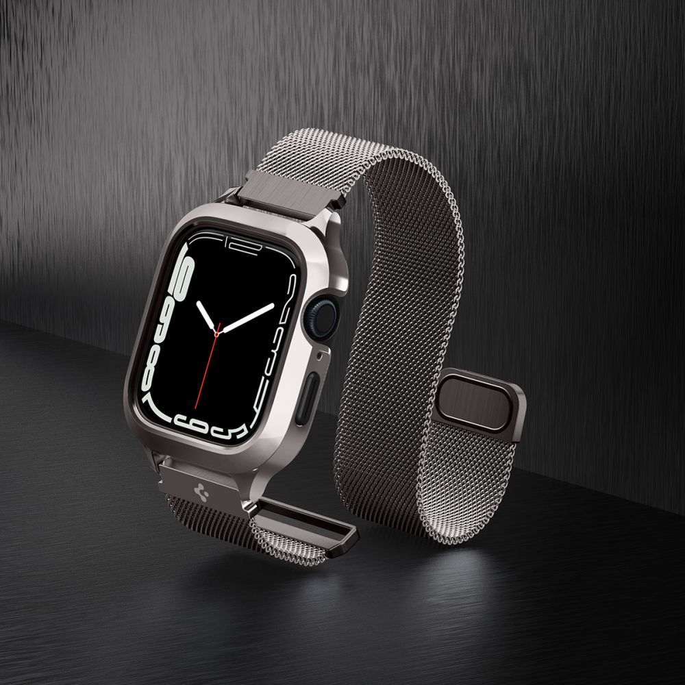 Spigen Apple Watch 44/45 mm Skal/Armband Metal Fit 'Pro' Grafit