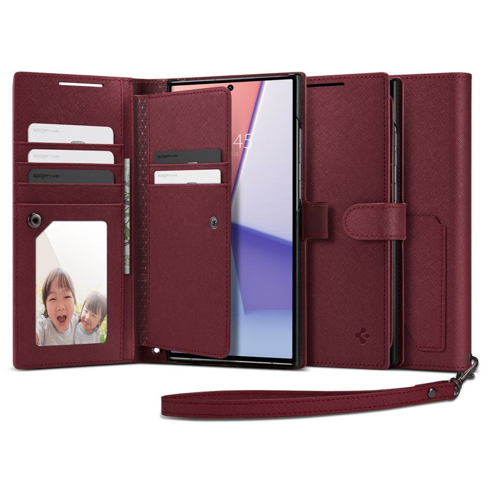 Spigen Galaxy S23 Ultra Fodral Wallet 'S' Plus Burgundy