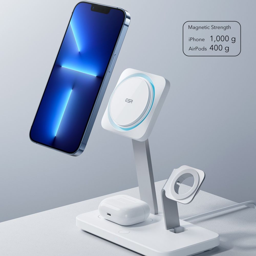 ESR HaloLock 3in1 CryoBoost MagSafe Trådlös Laddare Artic White