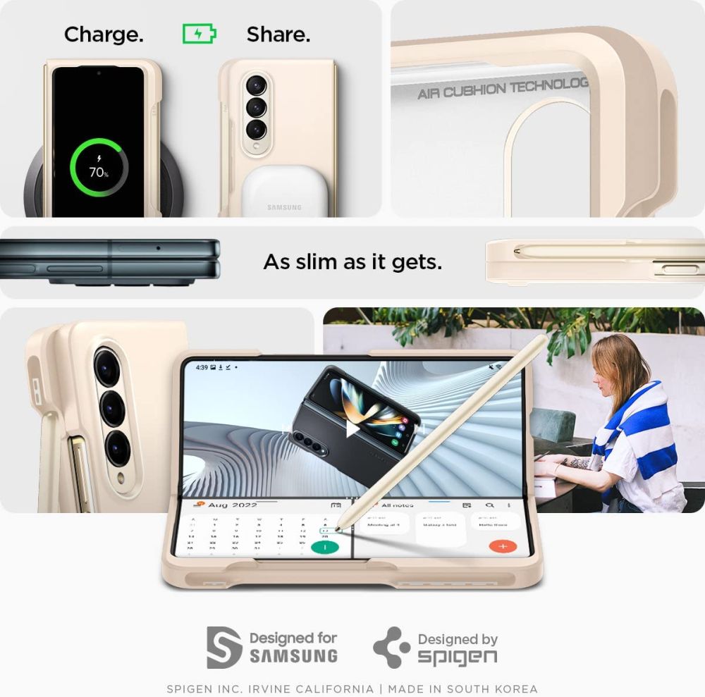 Spigen Galaxy Z Fold 4 Skal Thin Fit Pen Pearled Ivory