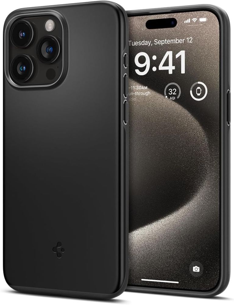 Spigen iPhone 15 Pro Max Skal Thin Fit Svart