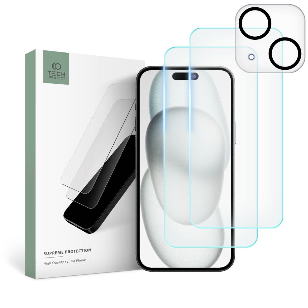 Tech-Protect iPhone 15 3-PACK Skrmskydd/Linsskydd