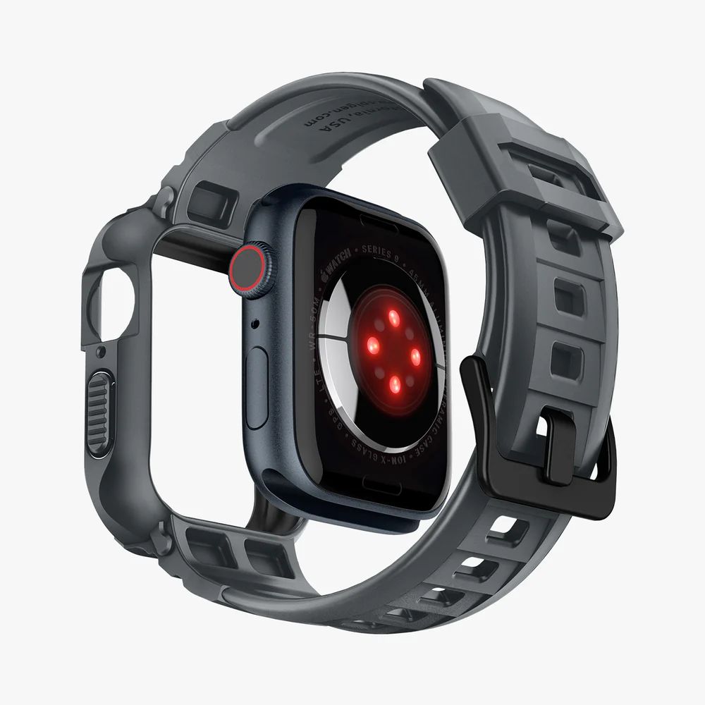 Spigen Apple Watch 44/45 mm Skal/Armband Rugged Armor 'Pro' Grå