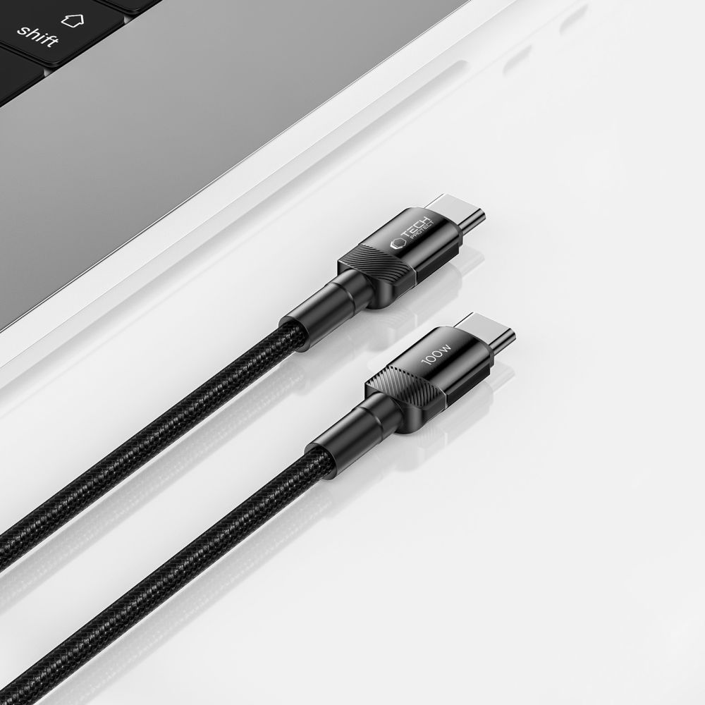 100W/5A 1m PD USB-C - USB-C Kabel UltraBoost Evo Svart