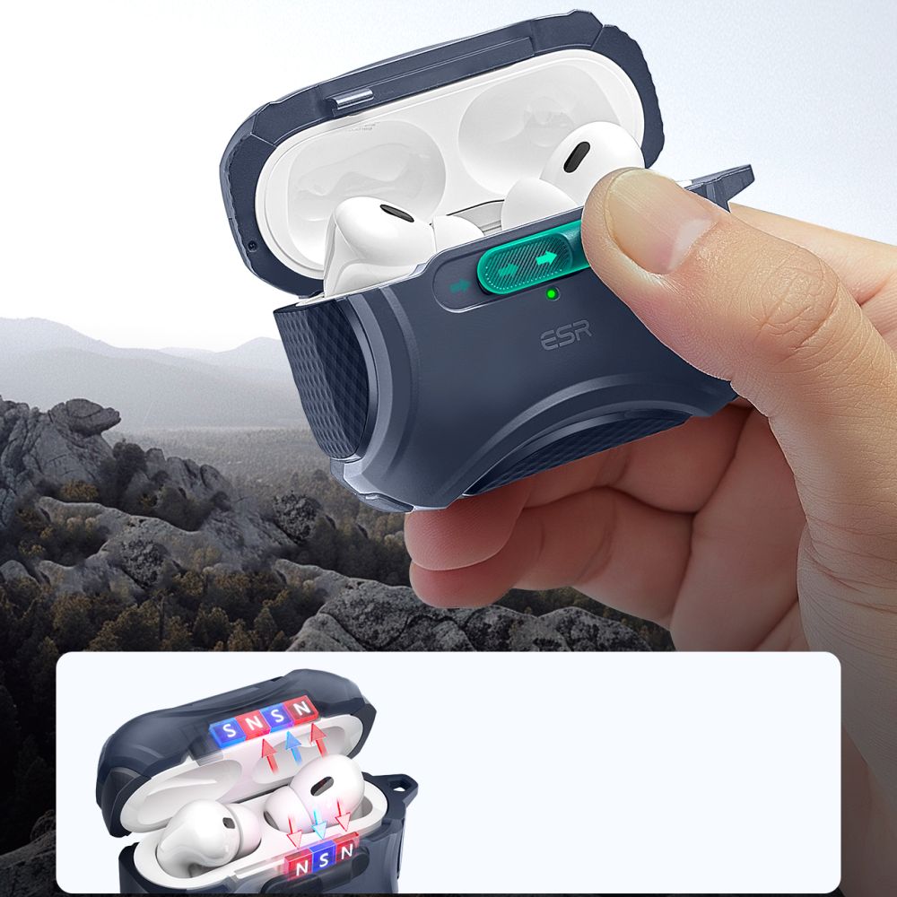 ESR Apple AirPods Pro 1/2 Skal MagSafe Cyber FlickLock HaloLock Blå