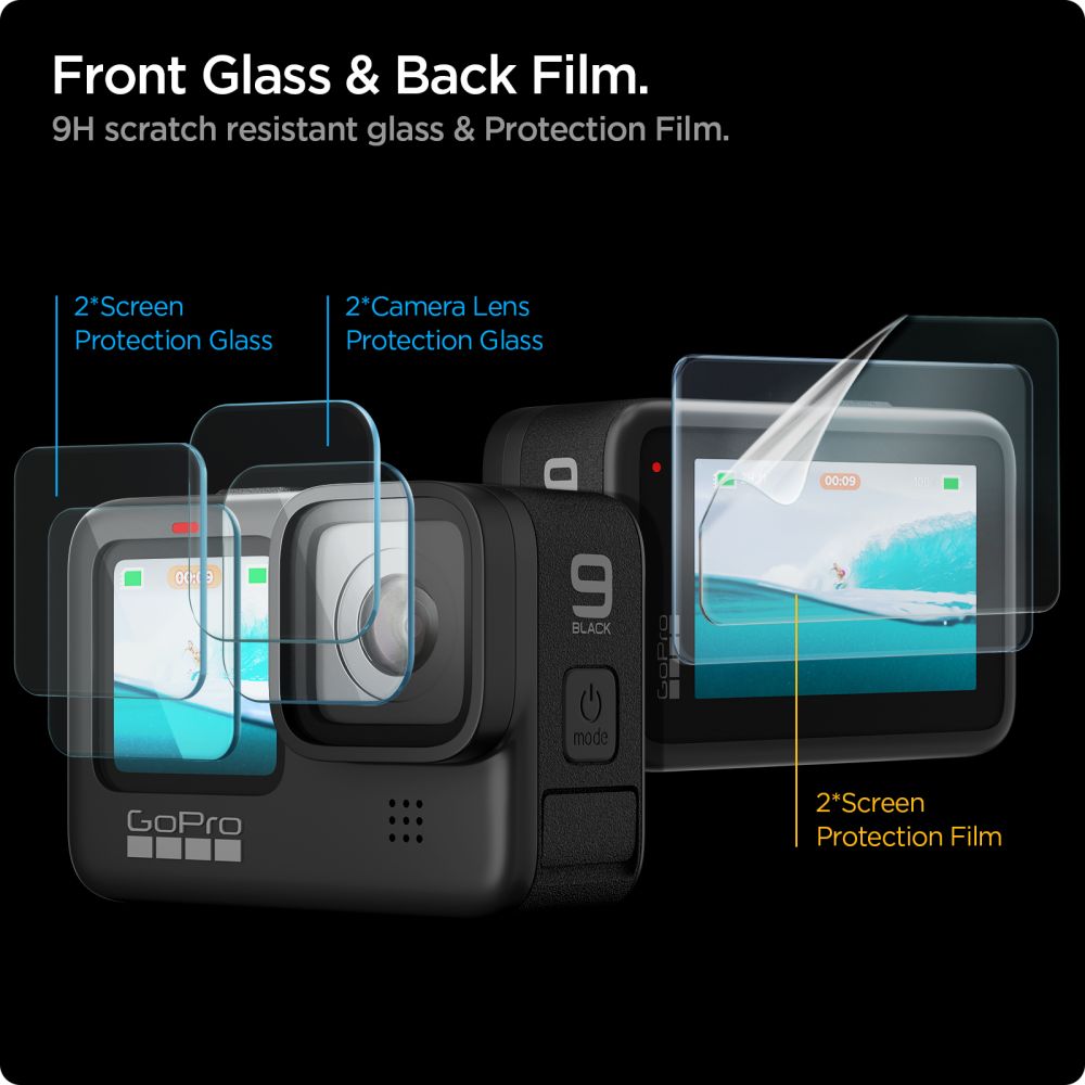 Spigen GoPro Hero 12/11/10/9 2-SET Glas.tR Slim + Film Transparent