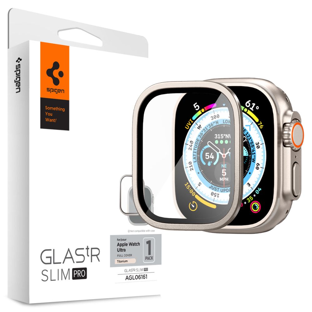 Spigen Apple Watch Ultra 49 mm Skärmskydd Glas.tR Slim Pro Titanium