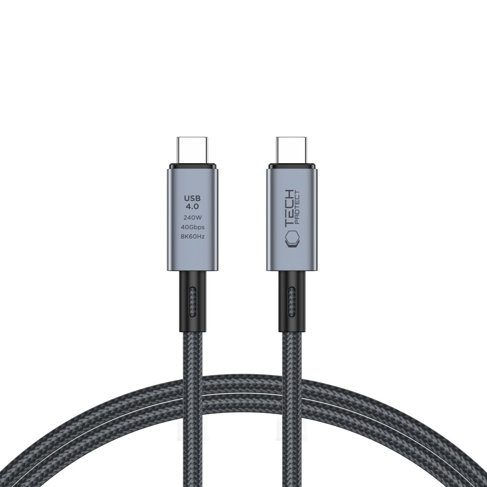 Tech-Protect 1 m 240W PD 8K USB-C/USB-C Kabel UltraBoost Grå