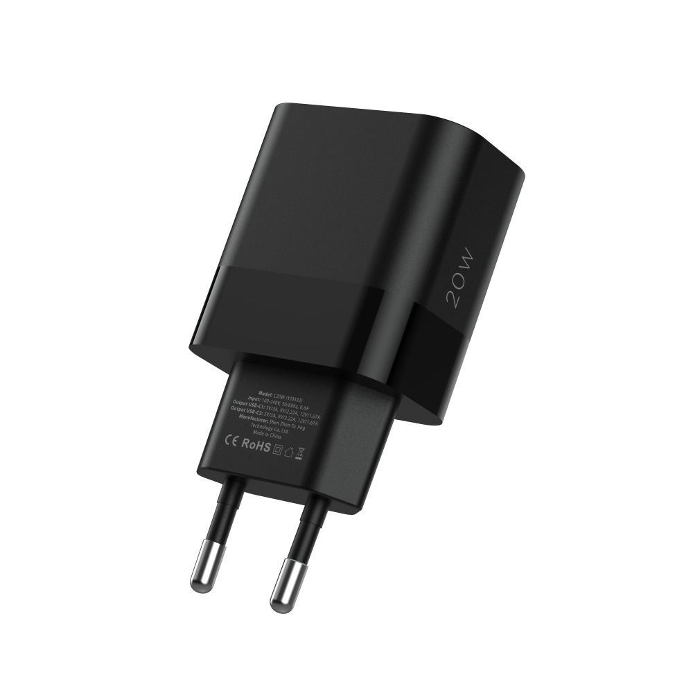 Tech-Protect 20W PD 2x USB-C Väggladdare Svart