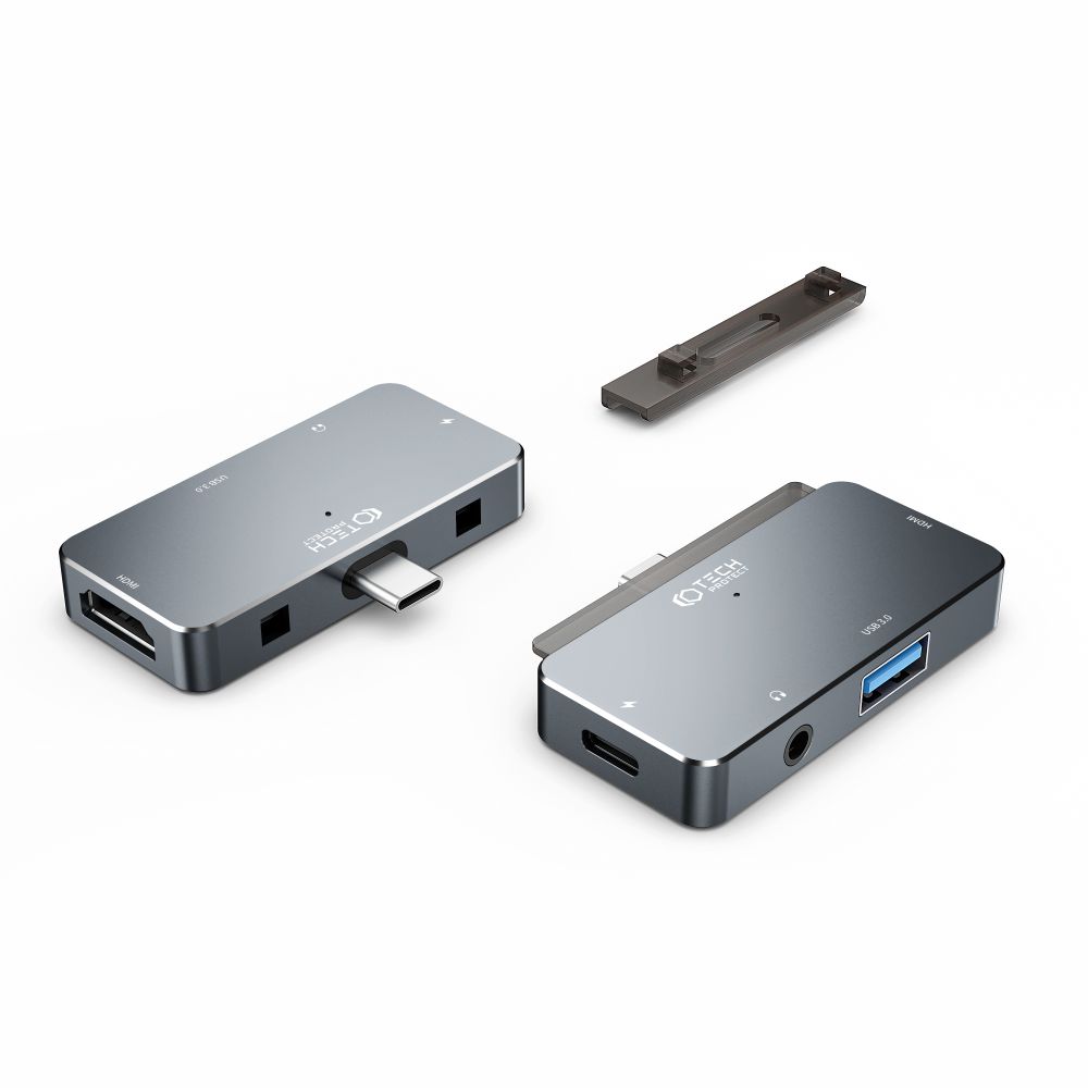 Tech-Protect 4in1 USB-C Hub USB-A/HDMI/AUX/USB-C Grå