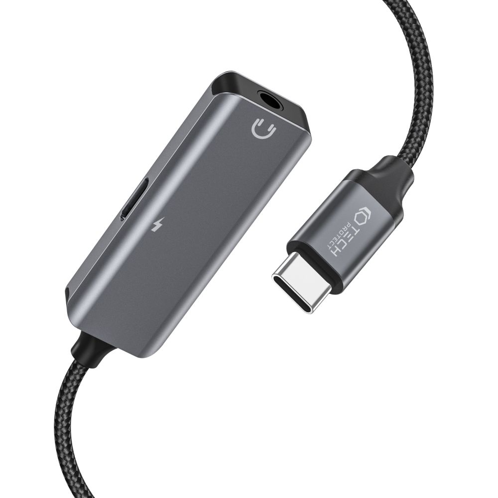 Tech-Protect USC-C - 3.5 mm AUX/USB-C Adapter Svart