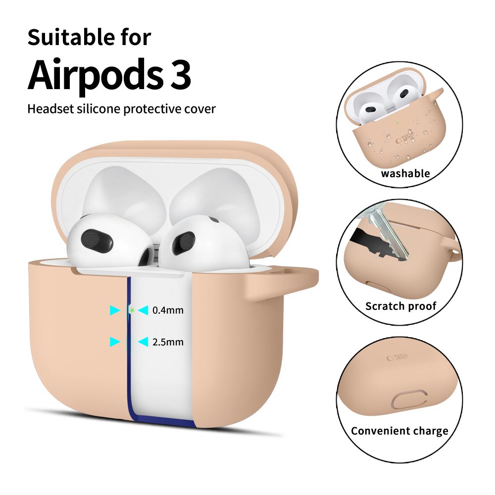 Tech-Protect AirPods 3 Skal Silikon Hook Caffe Latte