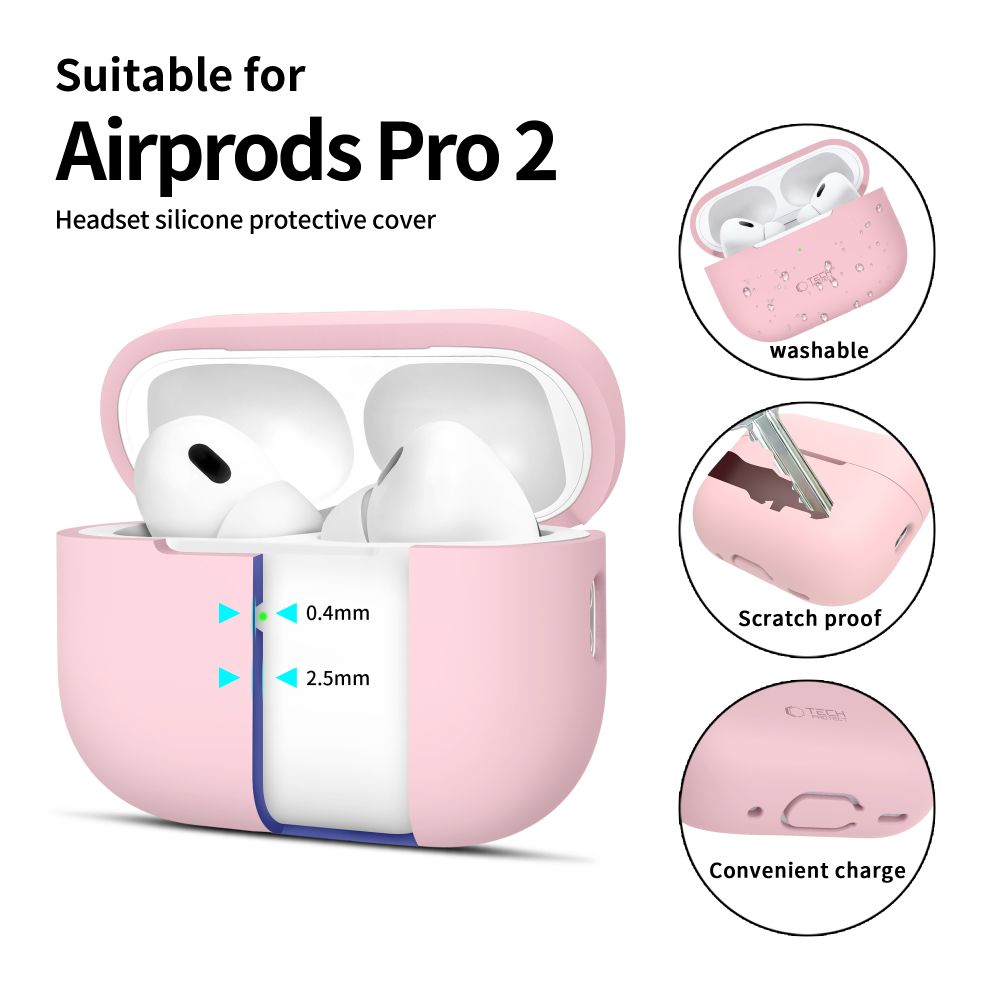 Tech-Protect AirPods Pro 1/2 Skal Silikon Dusty Pink