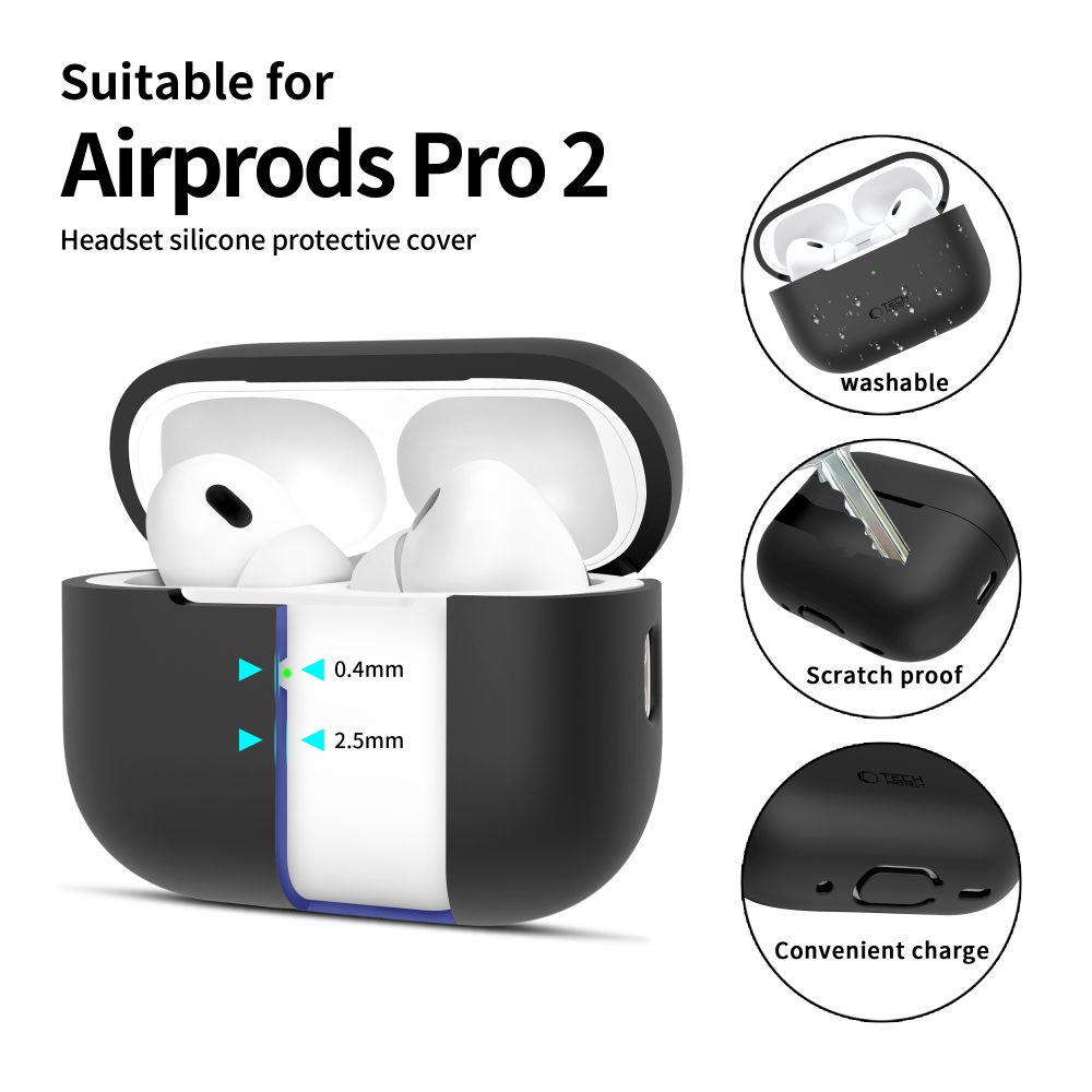 Tech-Protect AirPods Pro 1/2 Skal Silikon Svart