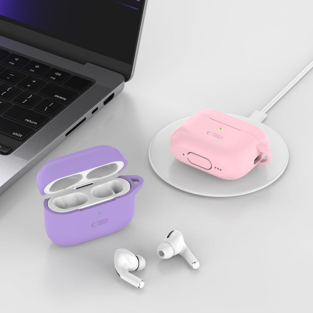 Tech-Protect AirPods Pro 1/2 Skal Silikon Hook Dusty Pink