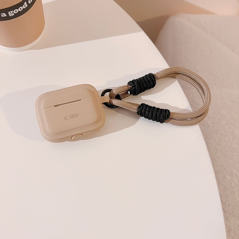 Tech-Protect AirPods Pro 1/2 Skal Silikon Rope Caffe Latte