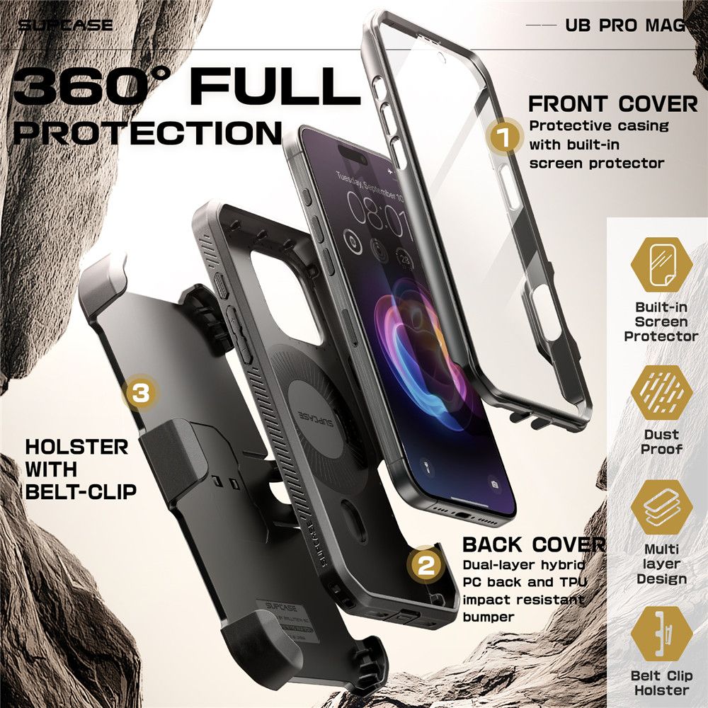 Supcase iPhone 16 Pro Skal MagSafe Unicorn Beetle Pro Svart