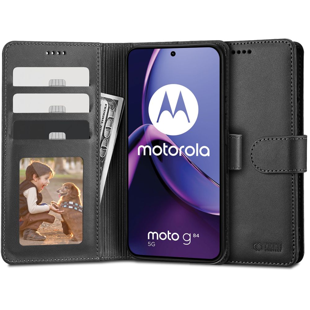 Tech-Protect Motorola Moto G84 5G Fodral Läder Svart