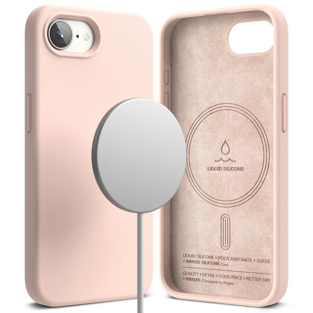 Ringke iPhone 16e Skal MagSafe Silikon Pink Sand