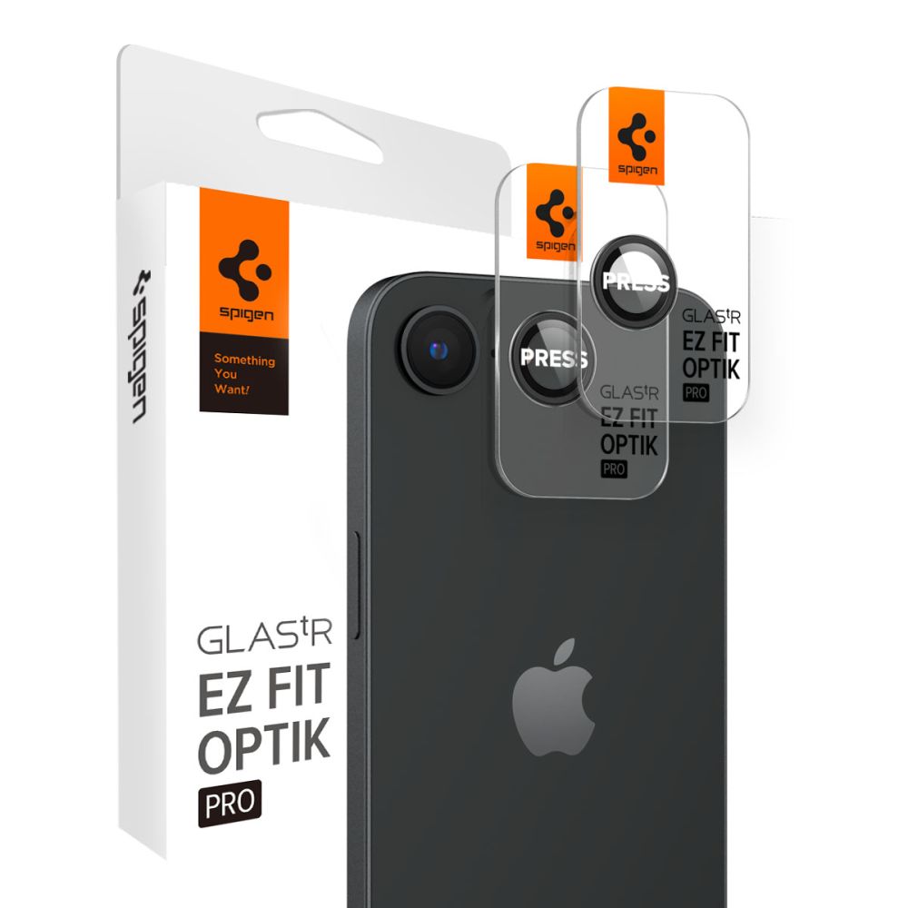 Spigen iPhone 16e 2-PACK Linsskydd GLAS.tR Optik Svart