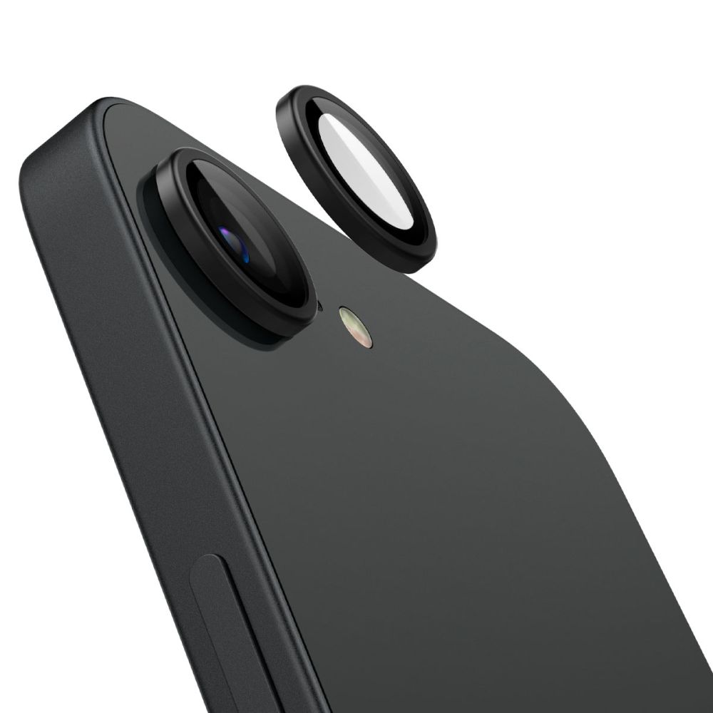 Spigen iPhone 16e 2-PACK Linsskydd GLAS.tR Optik Svart