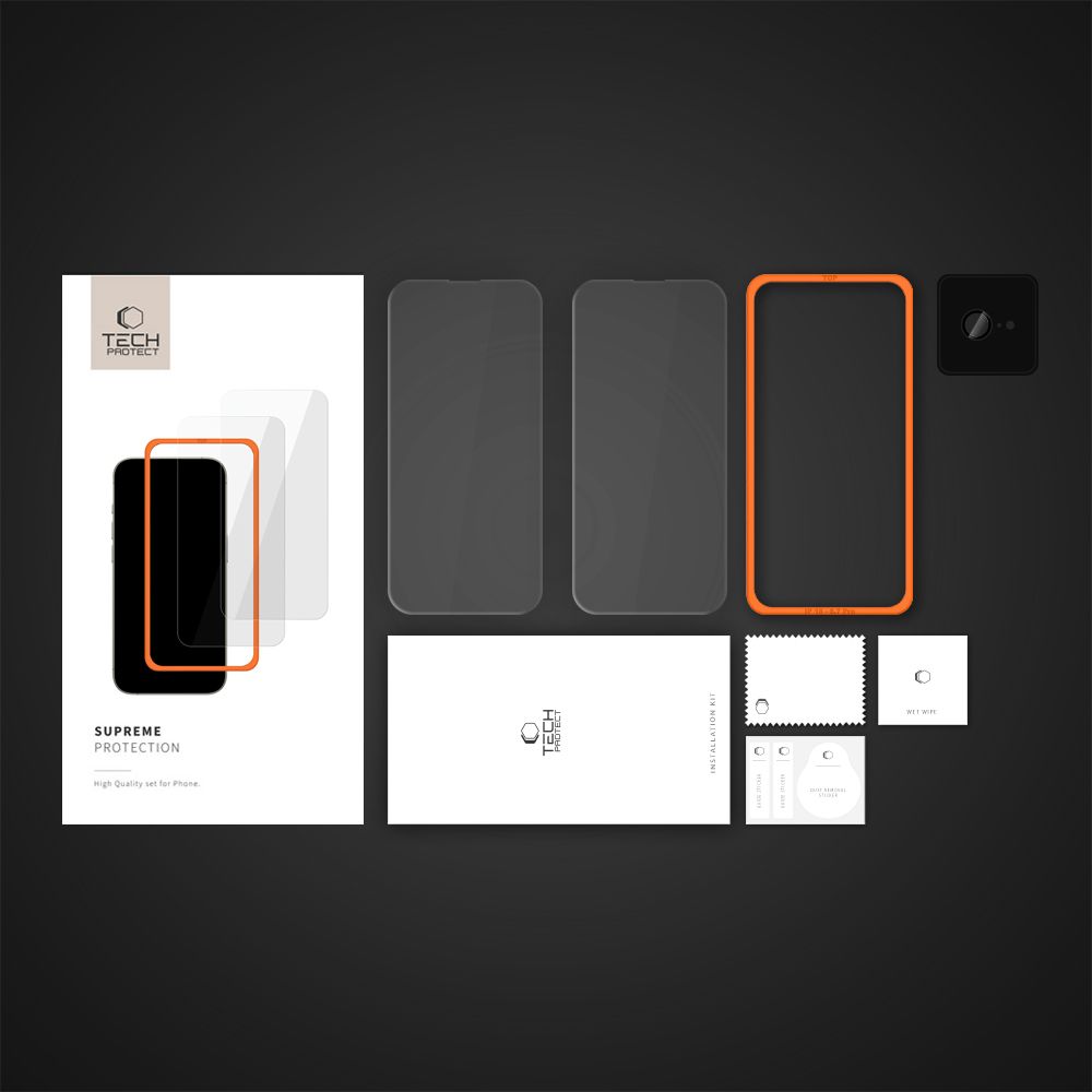 Tech-Protect iPhone 16e 3-PACK Skärmskydd / Linsskydd