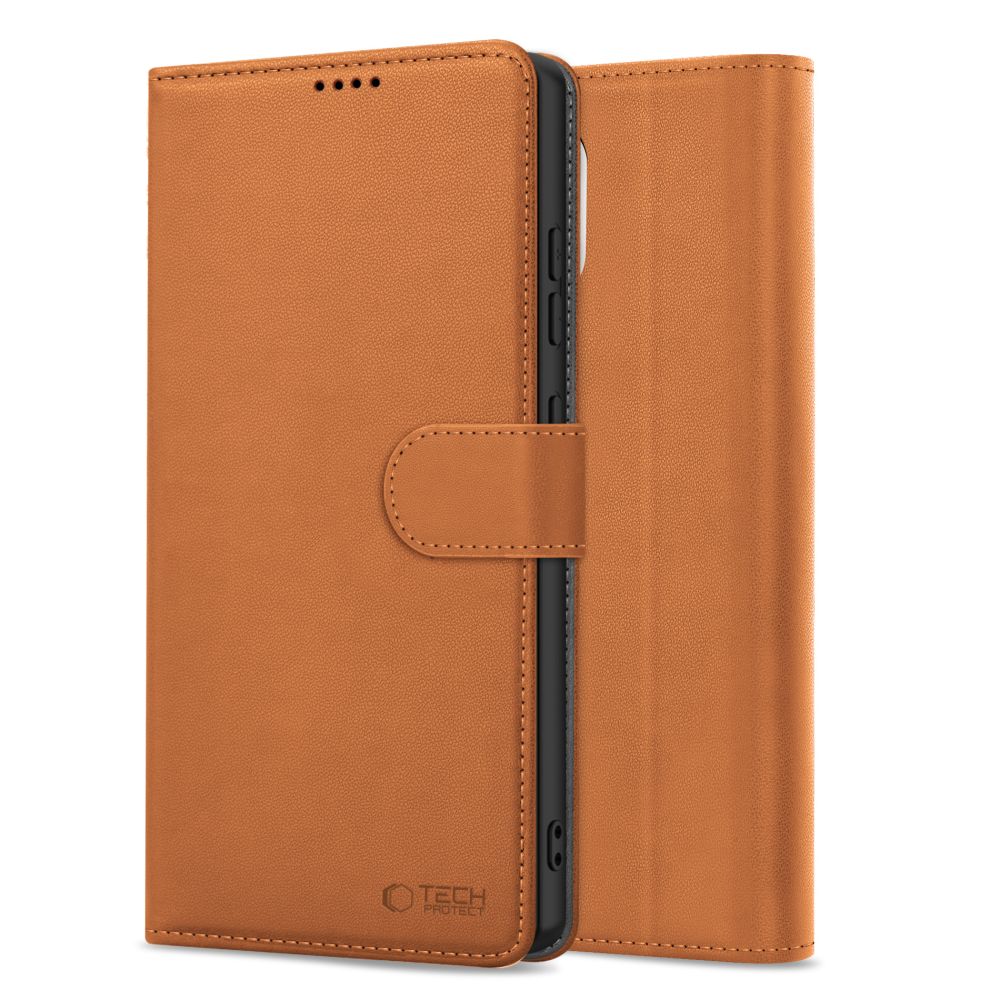Tech-Protect iPhone 16e Fodral Läder Saddle Brown