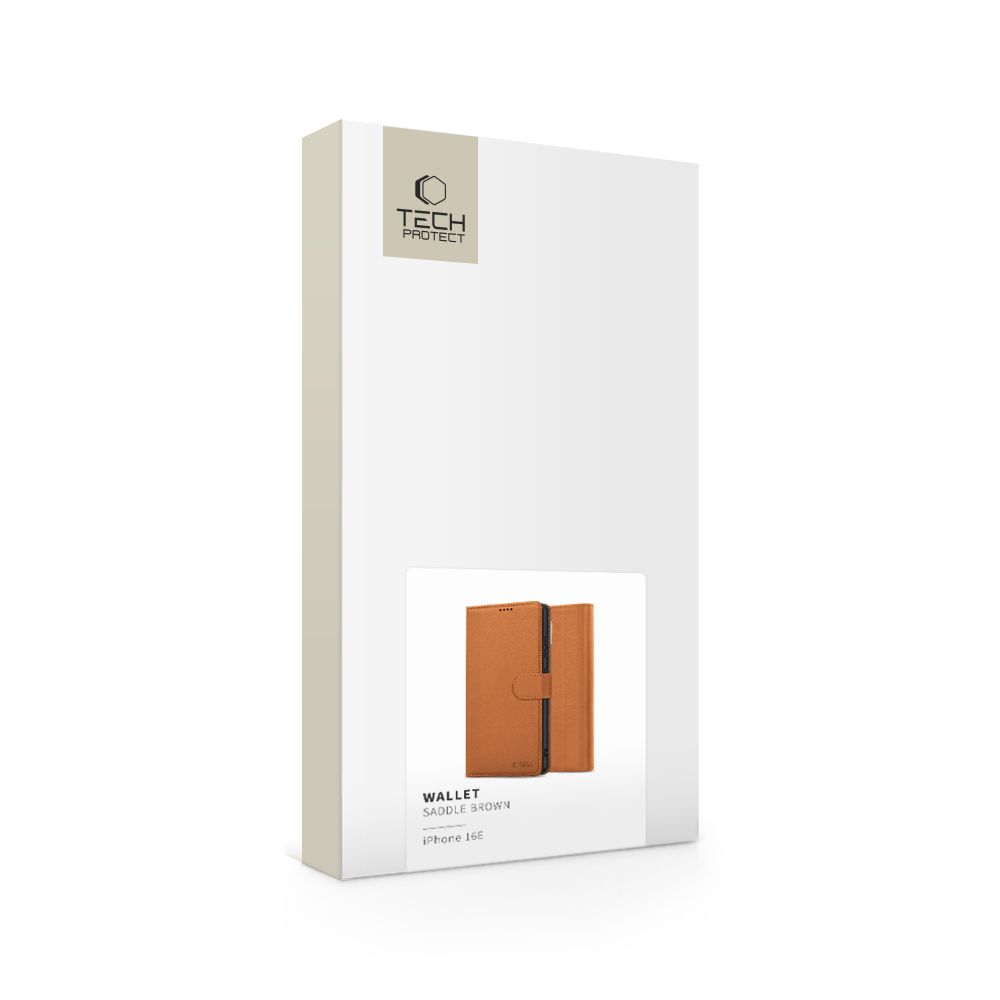 Tech-Protect iPhone 16e Fodral Läder Saddle Brown