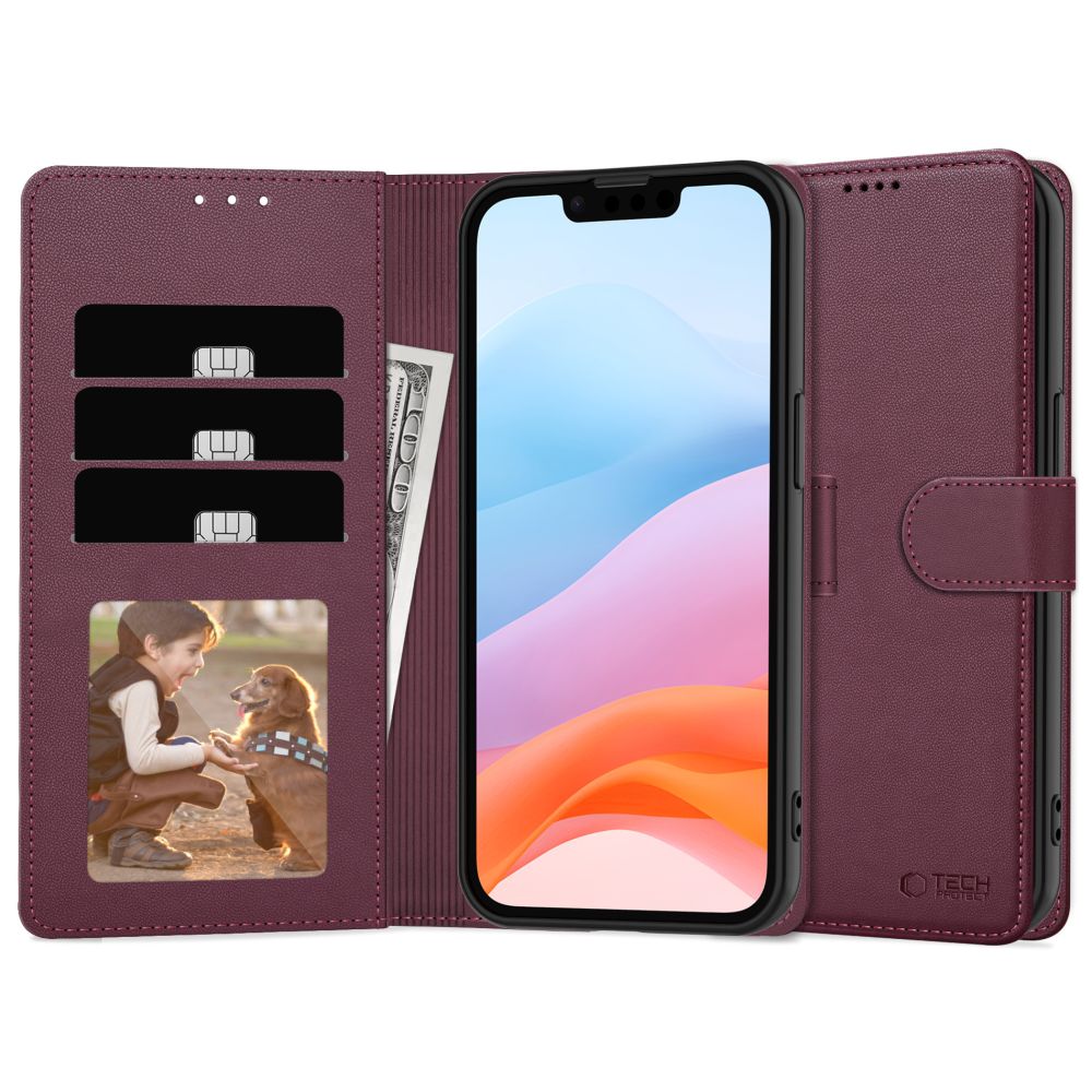 Tech-Protect iPhone 16e Fodral Läder Mulberry
