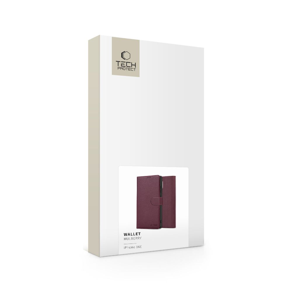 Tech-Protect iPhone 16e Fodral Läder Mulberry
