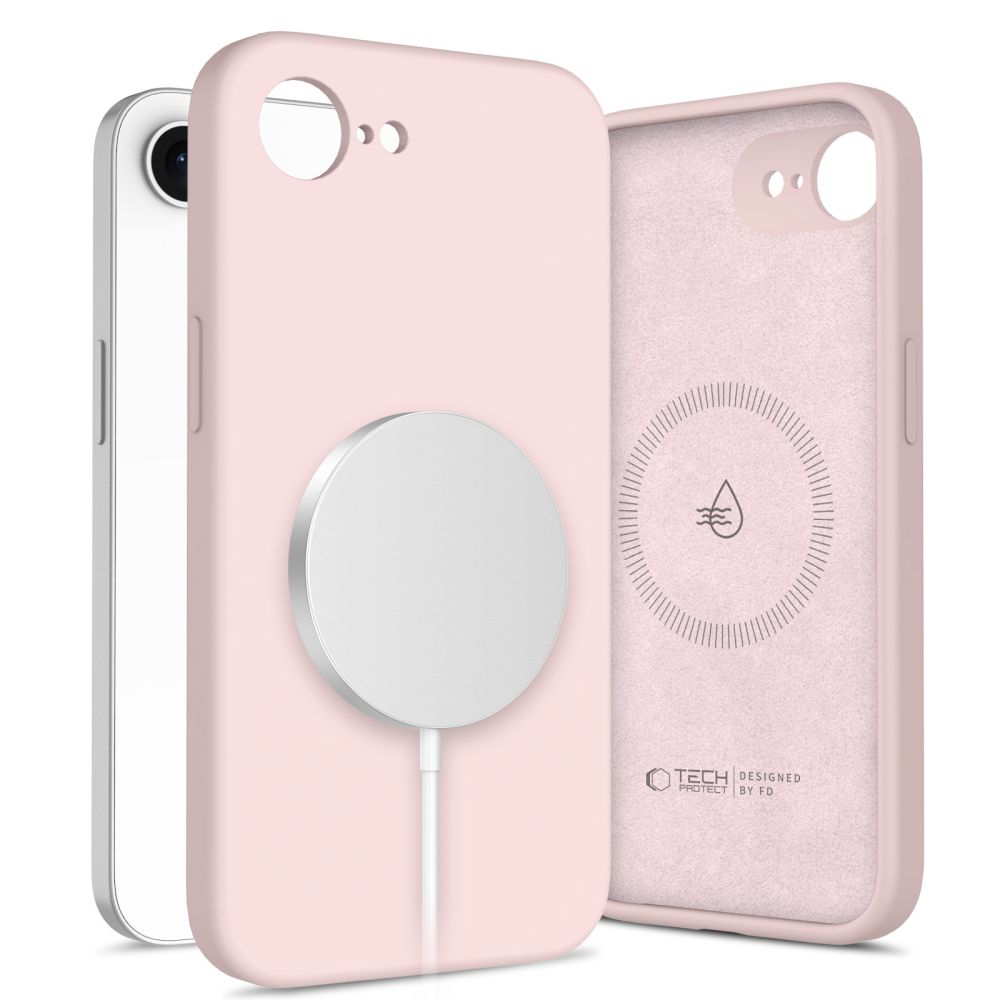 Tech-Protect iPhone 16e Skal MagSafe Liquid Silicone Pink Pearl