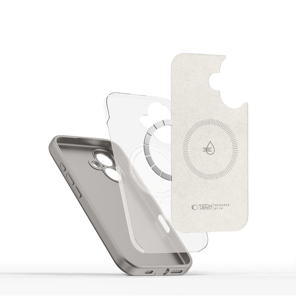 Tech-Protect iPhone 16e Skal MagSafe Liquid Silicone Stone Grey
