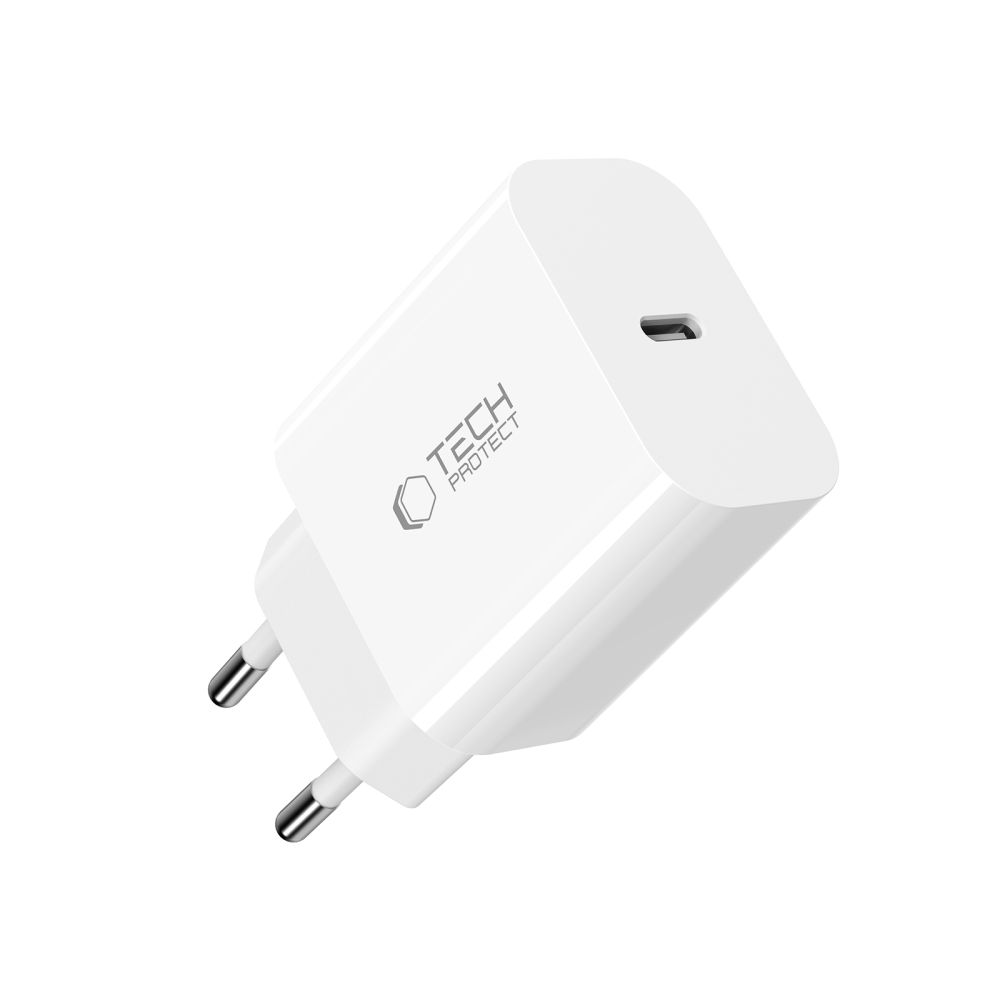 Tech-Protect 20W USB-C Väggladdare PD Inkl. USB-C Kabel Vit