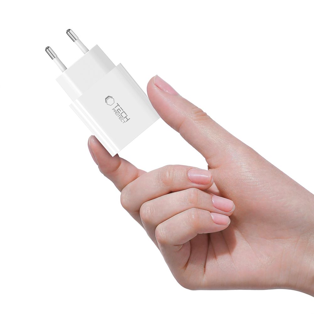 Tech-Protect 20W USB-C Väggladdare PD Inkl. USB-C Kabel Vit