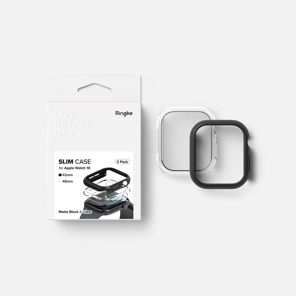 Ringke Apple Watch 10 42 mm 2-PACK Skal Slim Transparent/Svart