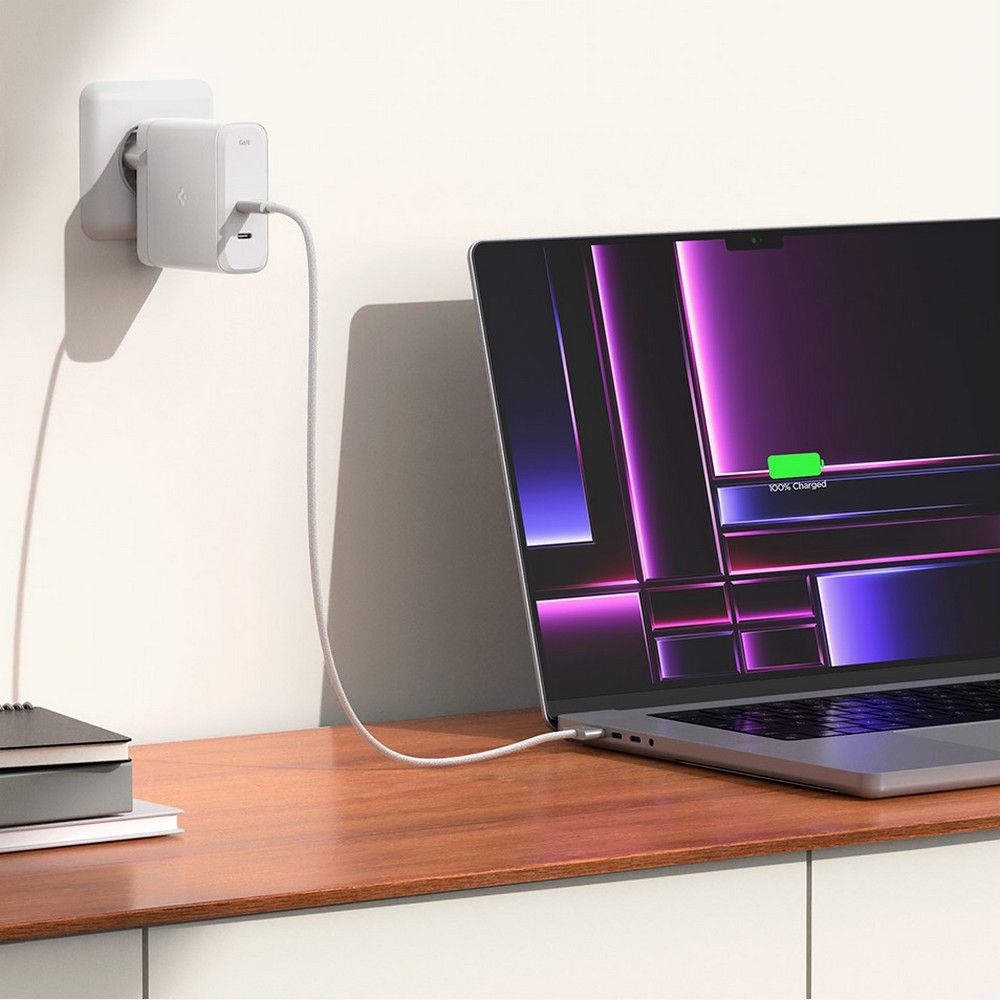 Spigen 140W 2x USB-C Väggladdare Arcstation Pro Vit