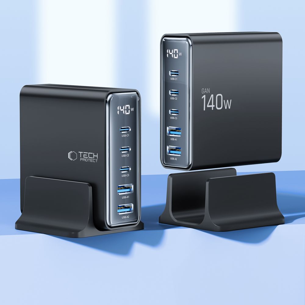 Tech-Protect 140W Laddstation USB-C / USB-A Svart