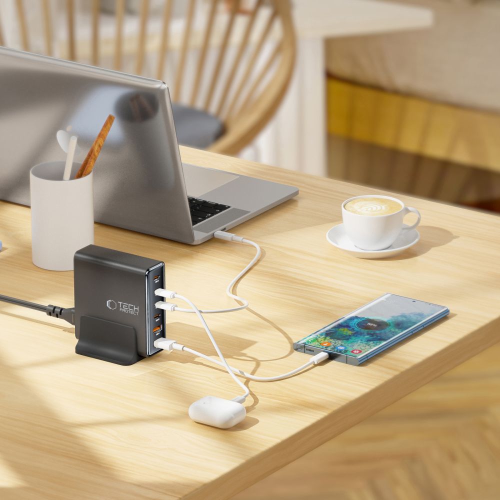 Tech-Protect 80W Laddstation USB-C / USB-A Svart