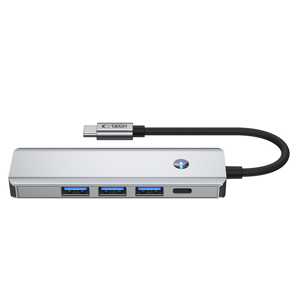 Tech-Protect 5in1 USB-C Hub - USB-C / USB 3.0 / HDMI / RJ45 Grå