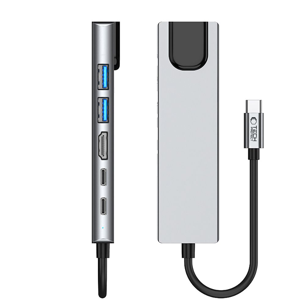 Tech-Protect 6in1 USB-C Hub - USB-C / USB 3.0/2.0 / HDMI / RJ45