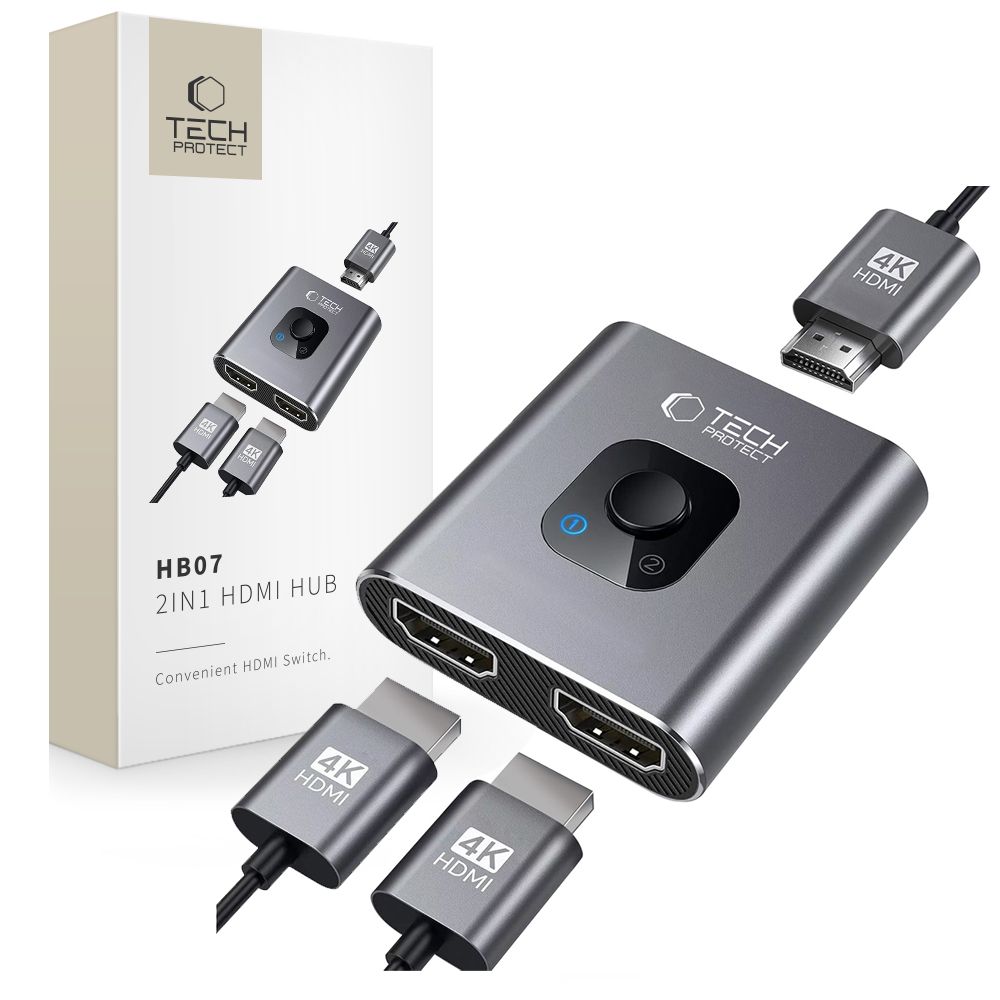 Tech-Protect 2in1 4K 60Hz HDMI Adapter Grå