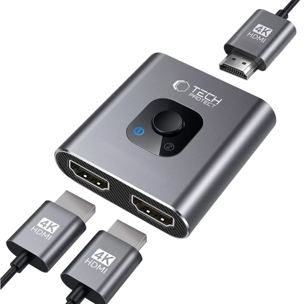 Tech-Protect 2in1 4K 60Hz HDMI Adapter Grå